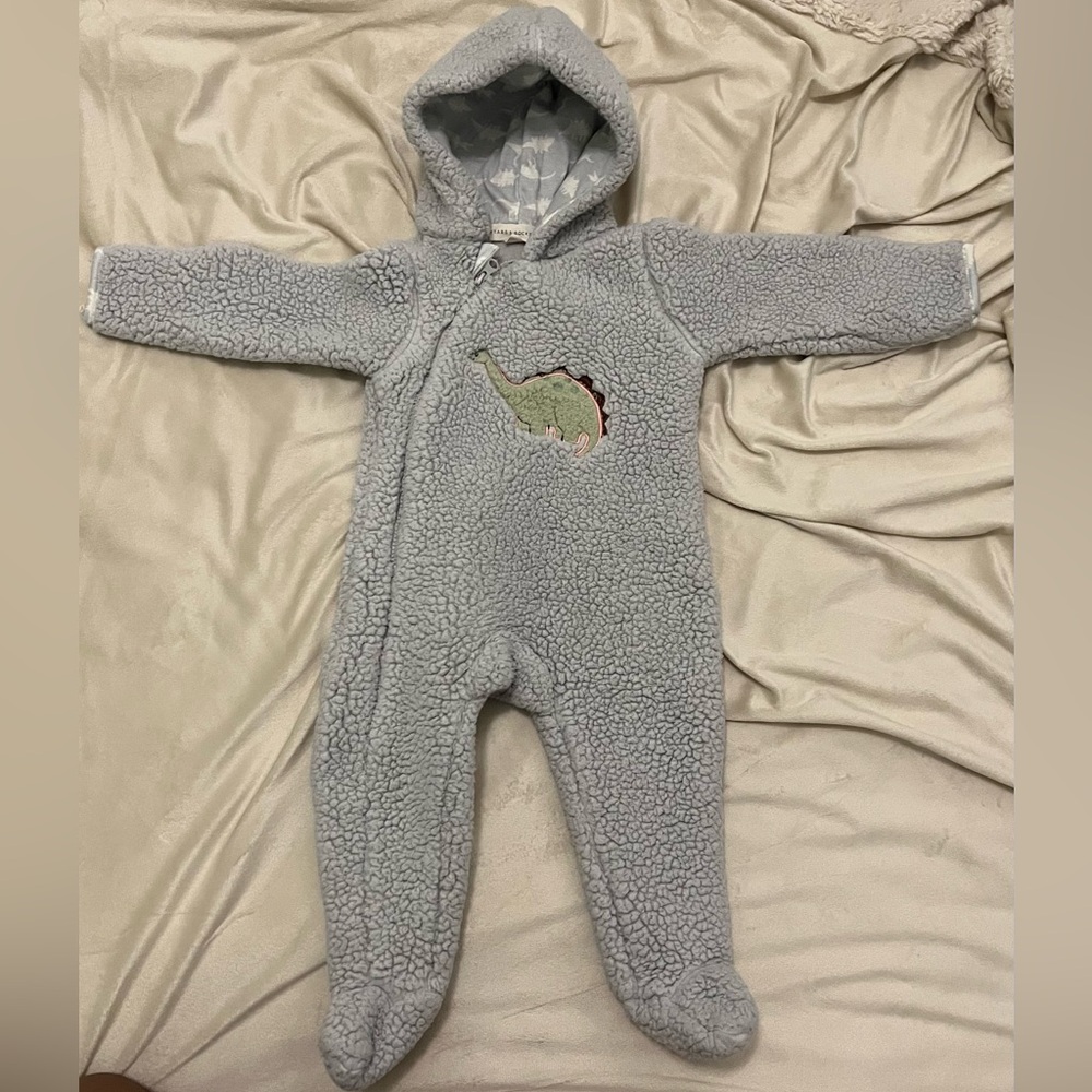 Adorable Gray Dinosaur Kids Footie